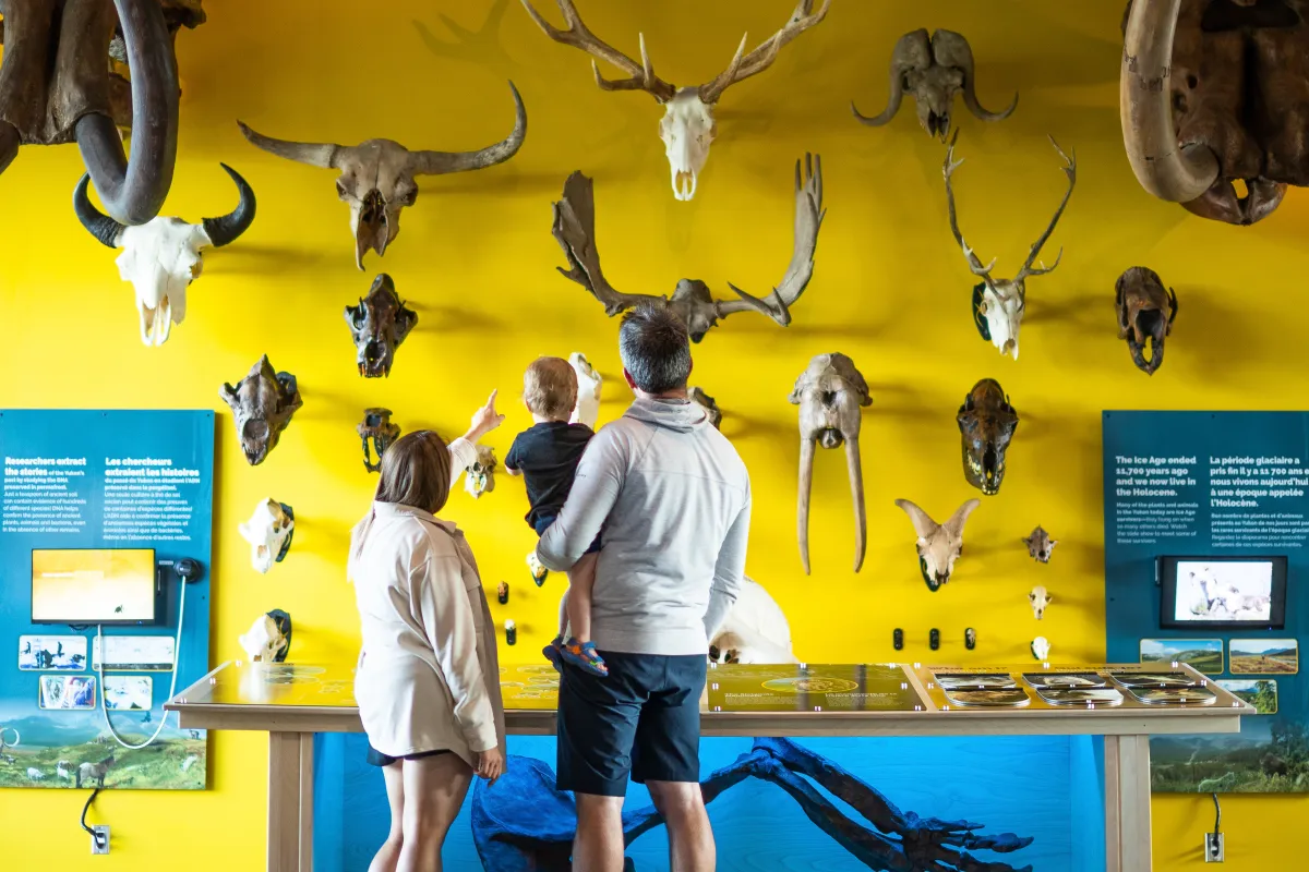 family viewing an exhibit